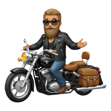 Man wirh long beard riding black motorcycle sticker