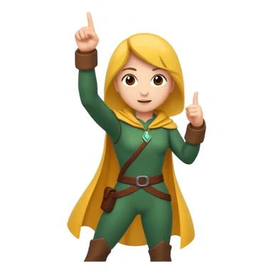 rogue character pointing up “idea” with vine spark sticker