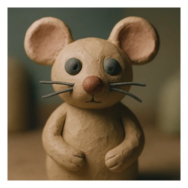 A mouse in claymation style with a matte, plasticine texture, visible fingerprints, and pastel colors. sticker