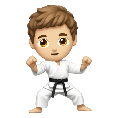 white boy with brown hair in karate pose sticker