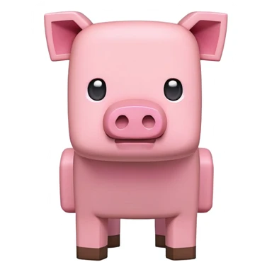 minecraft pig full body pink blocky animal square head square body sticker