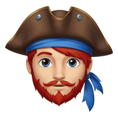 flirting french pirate with a chin dimple blue eyes and hair that fades from red to brown and a wolfcut hairstyle sticker