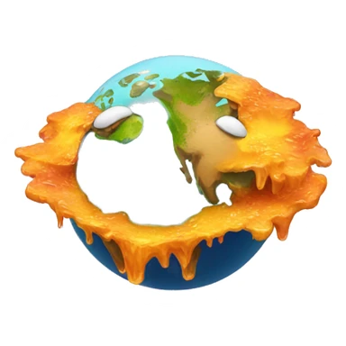 planet earth melting like the melting face emoji sticker