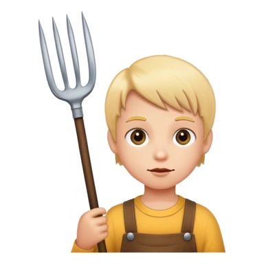 a child with a pitchfork sticker