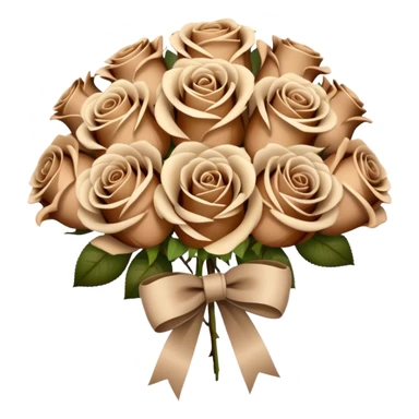 Beige and Brown realistic and aesthetic roses Bouquet with beige bow sticker