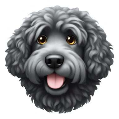 large black fluffy doodle dog sticker