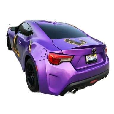Evil Batgirl and Batman themed Scion FR-S with hot rod flames painted on side of car  sticker