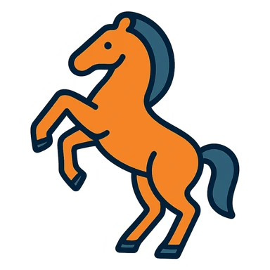 rearing horse color outline icon, energetic pose, clean lines, minimal detail, modern style sticker