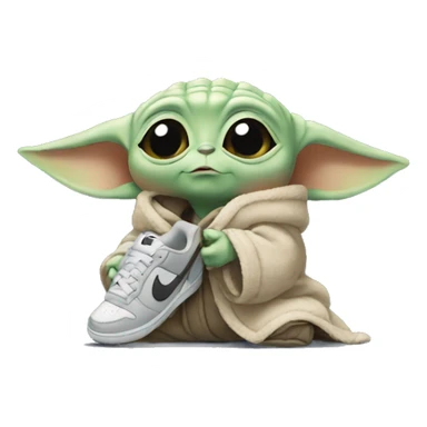  BABY YODA HOLDING NIKE SHOES sticker