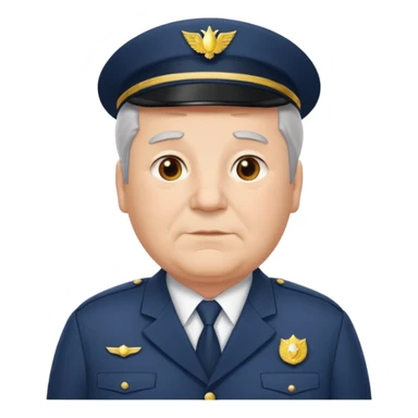 Older Male: gray hair at sides, slight wrinkles, wearing uniform, lightly obesity sticker