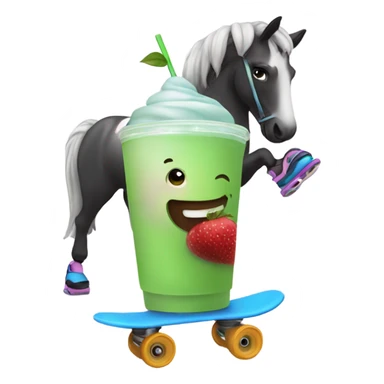 Horse rollerskating drinking smoothie sticker