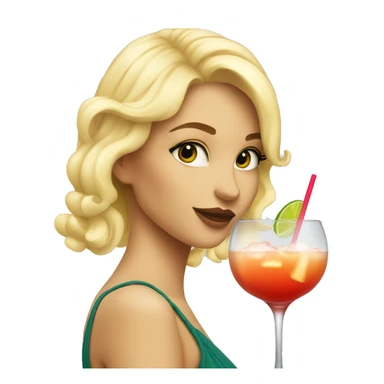 Blonde girl drinking a cocktail looking pretty sticker