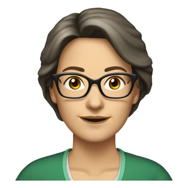female teacher 56 years old green eyes brunette hair with glasses sticker