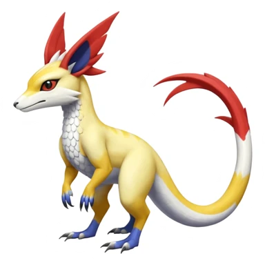 Colorful realistic flurry furry scaly Latias-Vernid-Lombax-Renamon-Zeraora-Bastet-Fakémon-hybrid-fusion-creature, full body sticker