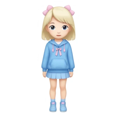 Kawaii girl Japanese full body blue pastel sticker