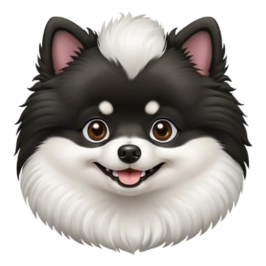 Black and white Pomeranian dog face smiling sticker