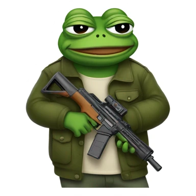 Pepe the frog with an assault gun sticker