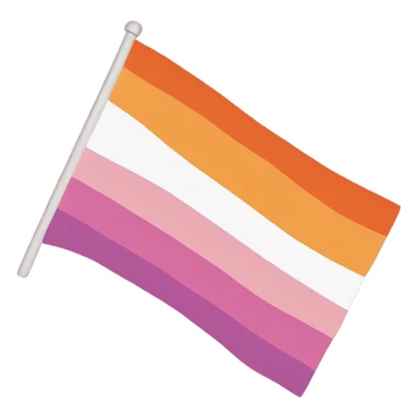 lesbian pride flag with seven horizontal stripes: dark orange, orange, light orange, white, pink, dusty pink, and dark rose. sticker