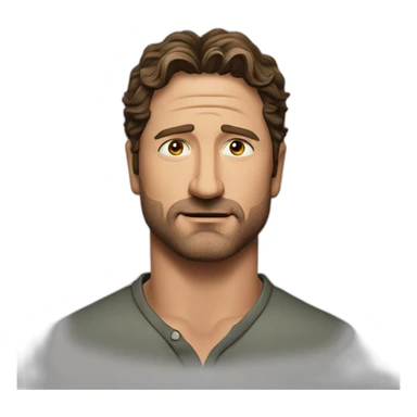 actor gerard butler serious cartoon wearing henley sticker
