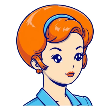 orange hair styled in a retro bouffant sticker