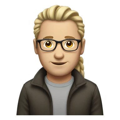 white man with pony tail and glasses sticker