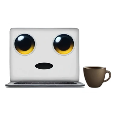 two eyes, coffee cup and a laptop in the darkness sticker