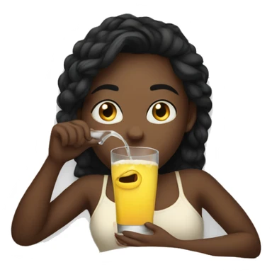 Girl drinking from glass in bed sticker