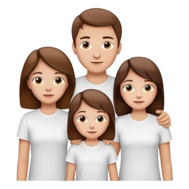 boy with brown hair in white T-shirt,with mom, dad and twin sisters sticker