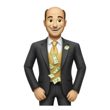 un señor grende feliz con dinero sticker