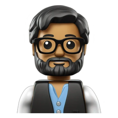 Lego minifig with black beard, wearing glasses, light brown skin sticker