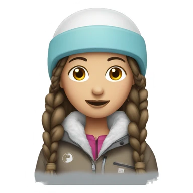 snowboard brunette with pigtails sticker