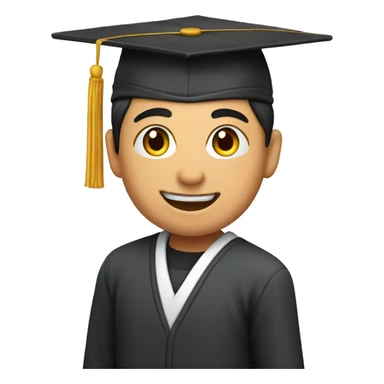 an asian student greets in an academic hat sticker