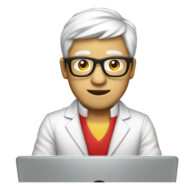 Peruano   blanco con apariencia china con  gafas y laptop sticker