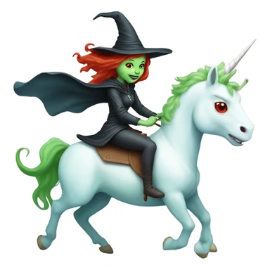 [politically incorrect, (
	{ female, alien, witch, color: light green, hair:red, eyes:cat} ]
	on a 
	[{ unicorn: white, legged:four, mane: light blue }]) sticker