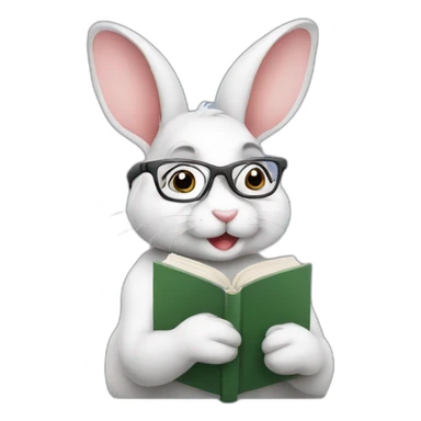 cute rabbit wearing glasses studying sticker