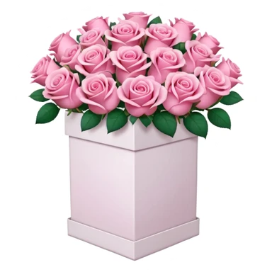 bouquet of pink 30 roses in a white box，no leaves sticker