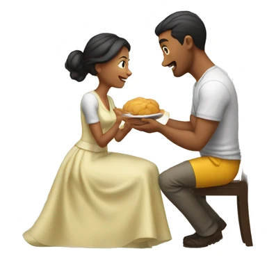 Wife gives husband food sticker