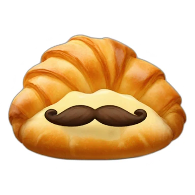 croissant with moustache sticker