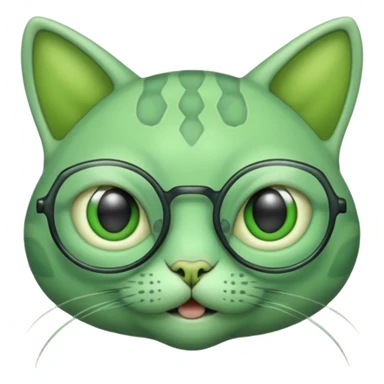 green alien cat with no fur, and spectacles sticker