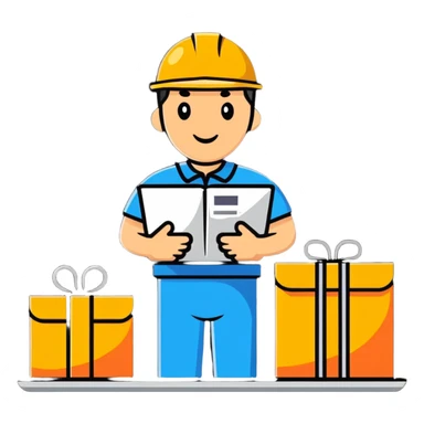 shipping clerk organizing transport and logistics sticker