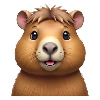 Cinematic Cute Capybara Portrait Emoji, Head tilted playfully and inquisitively, with a delightfully fluffy, rounded form accented by soft, inviting fur and round, sparkling eyes full of charm, Simplified yet irresistibly adorable features, highly detailed, glowing with a warm, friendly glow, high shine, affectionate and lively, stylized with a touch of whimsical cuteness, soft glowing outline, capturing the essence of a mischievous yet loving capybara that feels like it could tumble out of the screen into your arms! sticker
