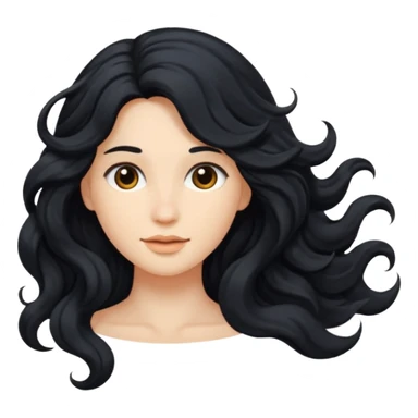 Long black hair wavy sticker