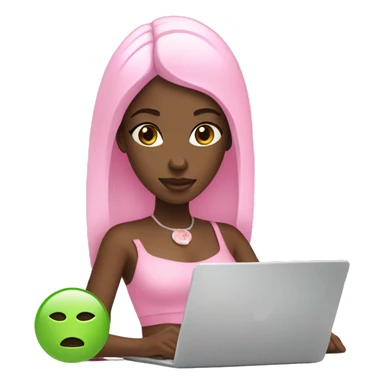 Black girl using a pink MacBook spa sticker