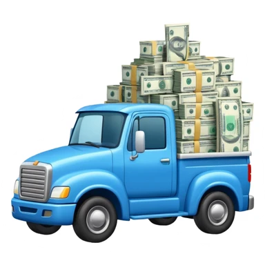blue truck with money sticker