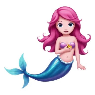 Pink dolphin emoji with ariel mermaid sticker