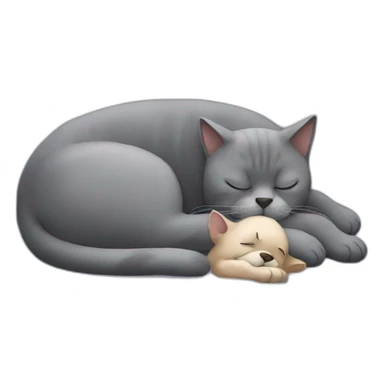 Big grey cat sleeping whit a dog  sticker
