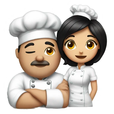 Chef with big belly kissing princess with black hair  sticker