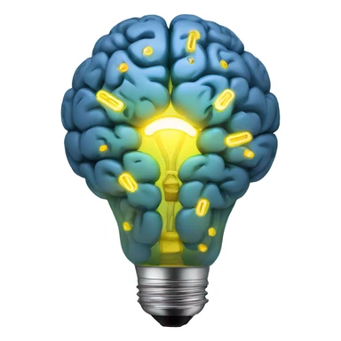 illuminated brain inside the light bulb sticker