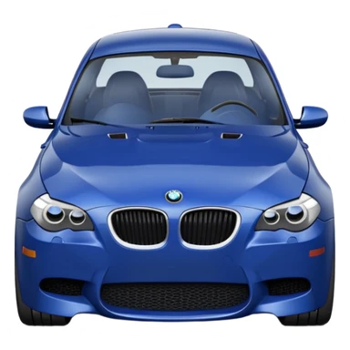 Pixar style 3D render of a cute, anthropomorphic dark blue BMW M5 E60 car. sticker