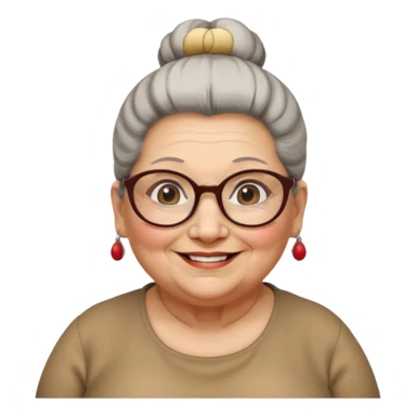 fat old woman with big bun hair and glassess, no earrings sticker
